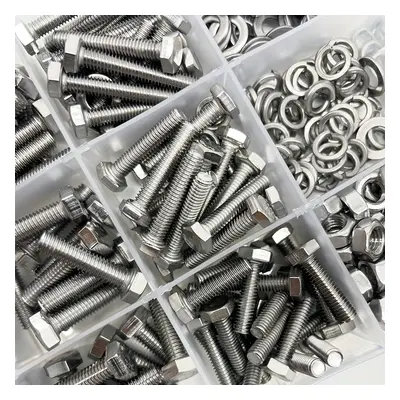 TEMU 480pcs Stainless Steel Hex Head Bolt And Nut Assortment Set - M4 M5 Hexagonal Nuts With Was