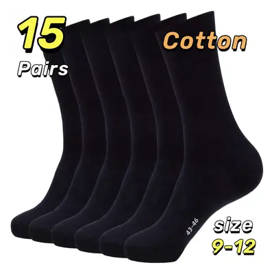 TEMU 15pcs Oversized Business Socks, Breathable & Comfortable, Us 9-11, Black - Ideal For Work M