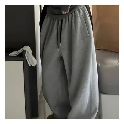 Solid Color Drawstring Jogger Pants, Casual Baggy Sporty Pants, Women's Clothing