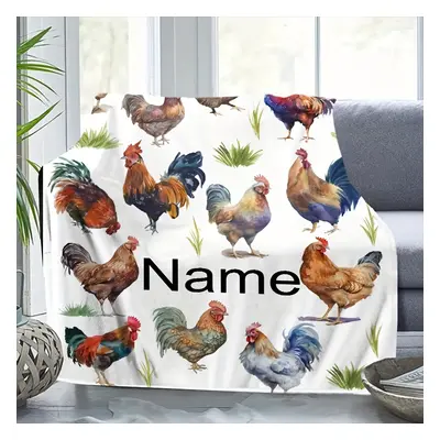 TEMU Custom Name Chicken Blanket - , Lightweight Flannel Throw For & Adults - Couch, Bed, Campin