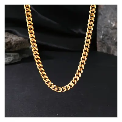 TEMU 1pc Trendy Golden Cuban Chain Necklace For Men