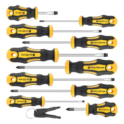 TEMU 12pcs/set Of Magnetic Screwdrivers, Phillips And Slotted Professional Buffer Handle Screwdr