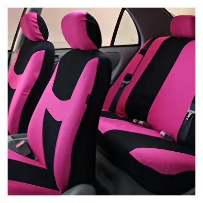 TEMU 9pcs New Flat Cloth Car Full Seat Cover Set 9pcs Set Seats Front Seat Covers + Rear Seat Ba