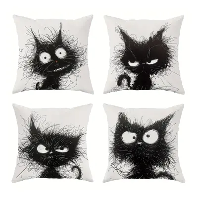 TEMU 4pcs Set Of Velvet Throw Pillow Covers - Cute & Funny In , 18x18 Inches - Living Room & Bed