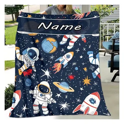 TEMU Personalized Astronaut Rocket Blanket: Perfect For Naps, Camping, And Travel - Suitable For