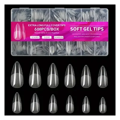 TEMU Pieces Of Half Frosted Shaped Nails In Transparent Long Box