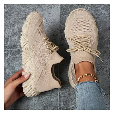 TEMU Simple Mesh Breathable Low Top Chunky Sneakers, Comfortable Solid Color Running Shoes, Wome