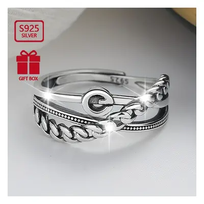 1pc Sterling Silver Open Ring Niche Design Adjustable Finger Ring Jewelry Accessories Suitable F