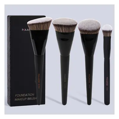 TEMU Maange Kabuki Makeup Brush Set 4pc - Foundation, Blush & Brushes - Soft Nylon Bristles For 