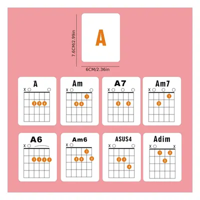 56-piece Guitar Chords Flash Cards Set - Portable Pocket Reference Cards With Finger Positions F