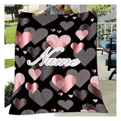 TEMU Personalized Love Pattern Name Blanket - Custom Text, & All - Ideal Anniversary Gift, Machi