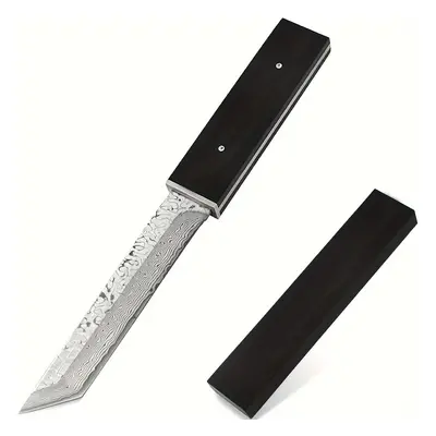 Survival Knives Knives, Damascus Steel Knives With Wood Sheath Full Tang Knives, For Men, Surviv