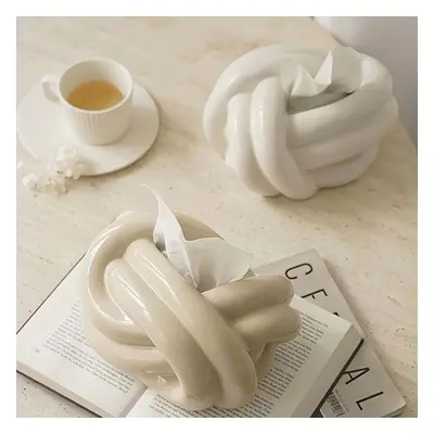 1pc Knot Design Ceramic Tissue Box, Tissue Box Cover, Napkin Dispenser Container, Funny Tissue H