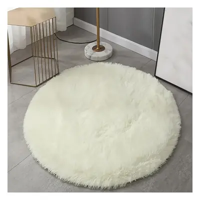 TEMU Fluffy Round Area Rug - Stain Resistant, Non-slip Polyester Mat For Living Room, Bedroom, I