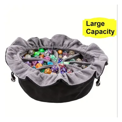 TEMU Large Dice Drawstring Bags With Pockets, Black Storage Bag For Game Dices, Halloween Christ