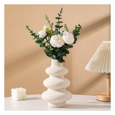 TEMU White Ceramic Vase - Pampas Grass & Centerpiece Decor, Minimalist Style For Living Room, Di