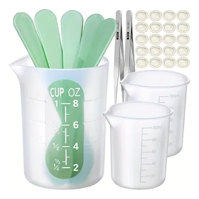 30-piece Resin Silicone Measuring Cup Set With Mixing Spoons, Finger Cots, Tweezers For Diy Craf