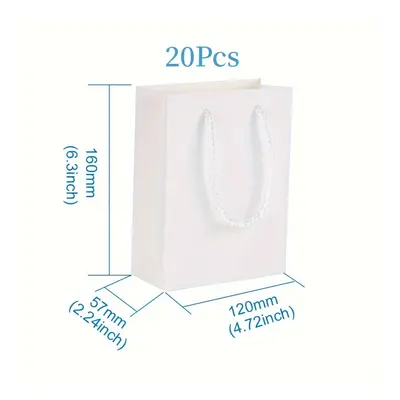 20-pack White Paper Gift Bags With Handles, 12x5.7x16cm, Simple And Elegant Shopping Bags For Je