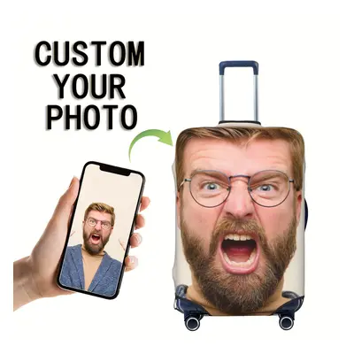 TEMU Customizable Luggage Cover With Zipper - Personalize With Your Photo Or Text, Double-sided 