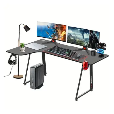 TEMU Dripex Desk, L-shaped Computer Table, Large Gaming Desk With Beverage Basket And Headphone 