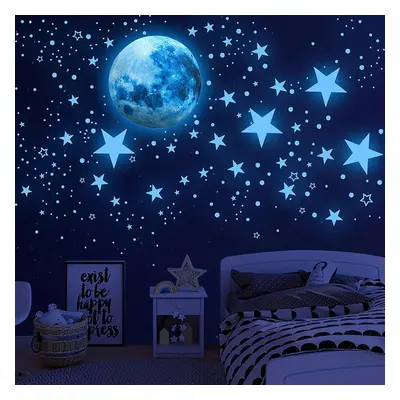 TEMU 1108pcs Glow In The Dark Stars & Moon - Perfect For Bedrooms & Living Rooms - Sky Blue