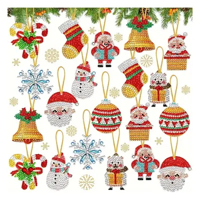 TEMU 20pcs Diy Diamond Painting Keychain Kit - Christmas Characters, Santa & Snowman - Create Yo