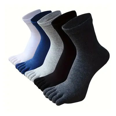 5 Pairs/10 Pairs Of Men's Five-finger Socks Solid Color Mid-tube Five-toe Socks Breathable Split