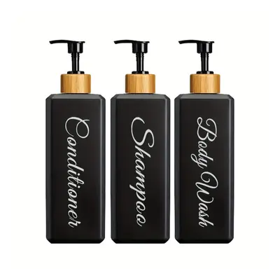 3pcs Shampoo And Conditioner Dispenser, Refillable Black/white Refillable Shampoo And Conditione