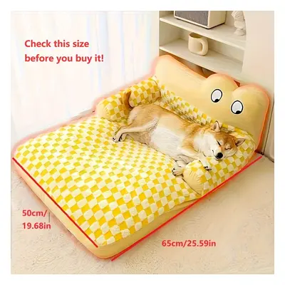 1pc Dog Bed Detachable Washable Cushion, Diamond Pattern Sofa For , All Pet Mat