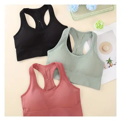 3pcs Solid Racer Back Sports Bra, Sporty Comfy Push Up Bra, Women's Lingerie & Underwear