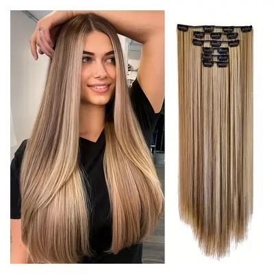 TEMU Clip In Hair Extensions, Hair Extensions Thick Long Lace Lightweight Synthetic Hairpieces F