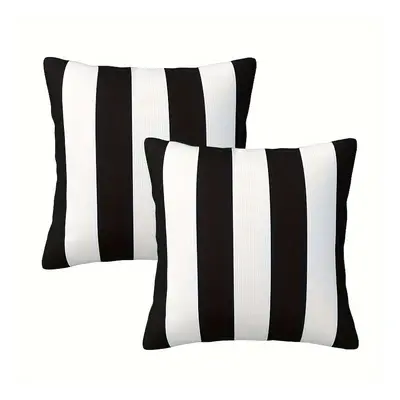 2pcs, Striped Black And White Throw Pillow Case, Sofa Chair Outdoor Garden Patio Decorative Pill