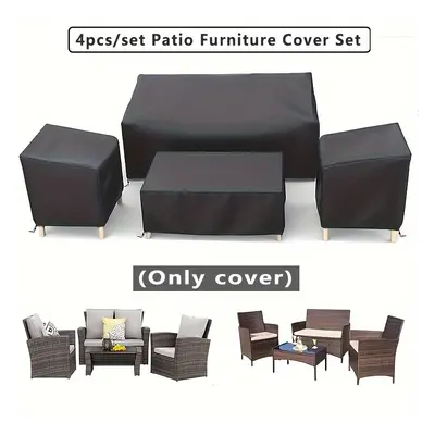 4pcs/set Patio Furniture Cover, 210d Heavy-duty Waterproof Outdoor Furniture Cover, Sofa Cover, 