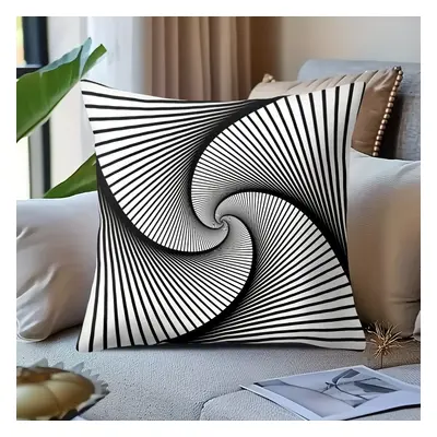 Memnun Contemporary Geometric Throw Pillow Covers 17.7x17.7 Inch, Black And White Striped Dotted