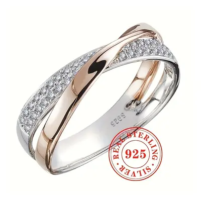 925 Sterling Silver Tone Mobius Finger Ring Pave Zirconia Ring For Women Daily Casual Party Jewe