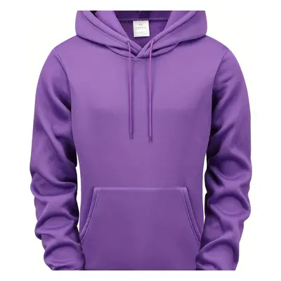 TEMU Men's Polyester Hooded Sweatshirt, 100% Polyester, Long Sleeve, Solid Color, Cold Resistant