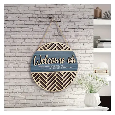 1pc 3d Welcome Hanging Sign Plaque For Front Door Wall Decor, Funny Welcome-ish Wooden Hanger, W