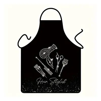 TEMU 1pc Stylist Salon Apron, Hair Stylist Tool Print, Adjustable Size, Polyester Woven Fabric, 