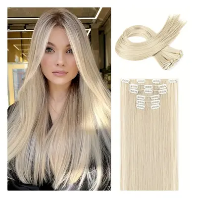 TEMU Inch Long Straight Hair Clip In Hair Extensions Synthetic Wig For Women Daily Use 1b# Hair 