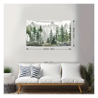 TEMU 1pc Forest Mountain Scenery Tapestry, Polyester Tapestry, Wall Hanging For Living Room Bedr