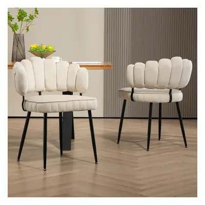 Velvet Dining Chair Set Of 2, Modern Finger-shaped Backrest With Armrests, With Backrest For Liv