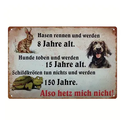 1pc Funny Animal Quote Iron Metal Sign, Turtle, Rabbit & Dog Longevity Humor Wall Decor, "also "