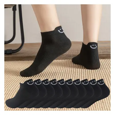 5/10 Pairs Of Black And White Women's Expression Socks Women's Short Socks Short Tube Seasons Sh