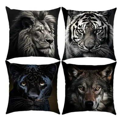 4pcs 45x45cm Black And White Photography Peach Leather Pillow Four-piece Car Cushion Cover Livin