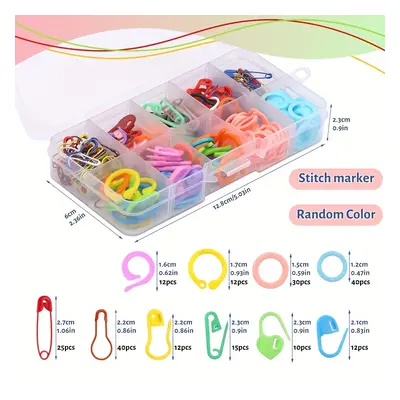 TEMU 209pcs Knitting & Crochet Stitch Marker Set With Storage Box & Needles, Plastic Locking Sti