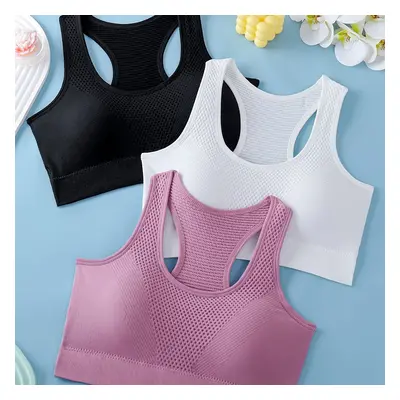 TEMU 3pcs Sports Bras For Women, Breathable Back Yoga Fitness Running Tank Tops, Outer Wear Vest