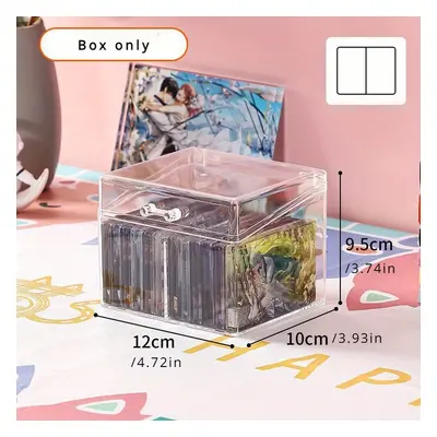 1pc Acrylic Transparent Photo Card Storage Box, Korean Style Kpop Photocard Organizer, Classic D