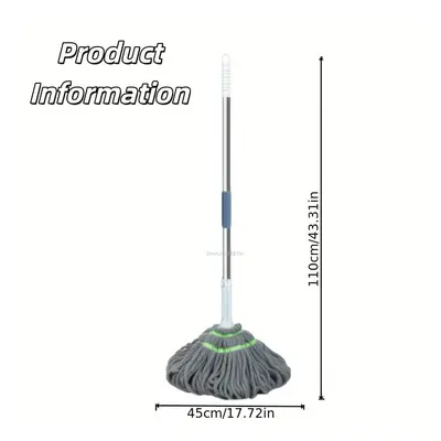 TEMU 1pc Metal Self-wringing Rotating Twist Mop, Washable Microfiber Mop Head, For Wet And Dry F