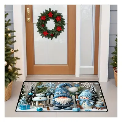 TEMU 1pc Blue Christmas Door Mat - Decoration Suitable For Living Room, Bedroom, Bathroom, Kitch