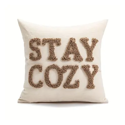 TEMU 1pc, Chenille Letter Loop Velvet Cushion Cover Without Core, Soft Comfortable Living Room S